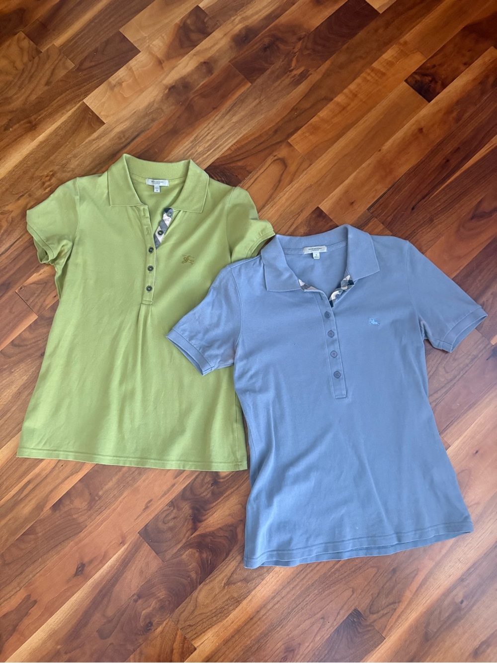 Burberry London Polo -Purple/Blue Gray and Green Short SET-Sleeve se, Sz S, USED